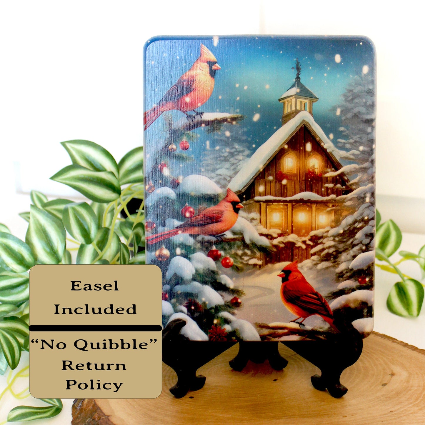Christmas Cardinals Cutting Board, Christmas Cardinals Kitchen Decor, Environmentally Friendly Bamboo Cutting Board decorated using UV Ink