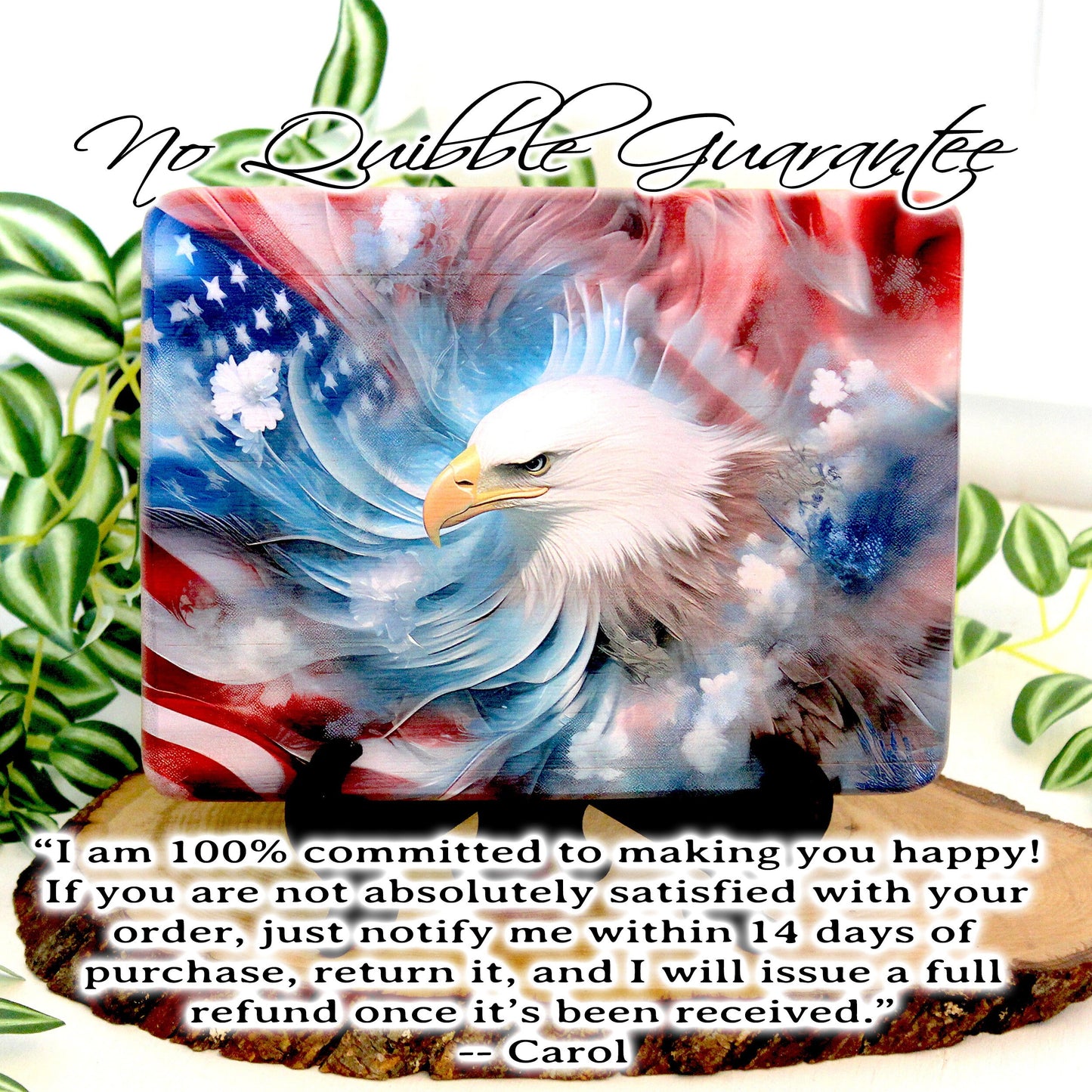 Patriotic Bald Eagle Cutting Board, Eagle with American Flag Design, Patriotic Kitchen Decor, Environmentally Friendly Cutting Board UV Ink
