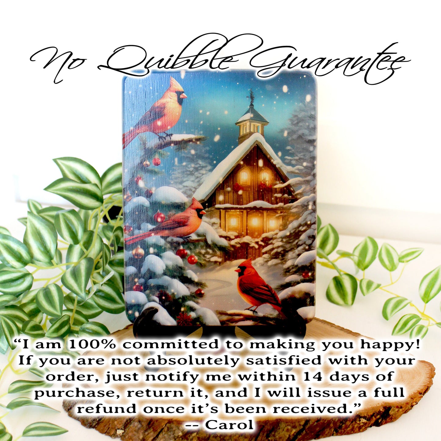 Christmas Cardinals Cutting Board, Christmas Cardinals Kitchen Decor, Environmentally Friendly Bamboo Cutting Board decorated using UV Ink