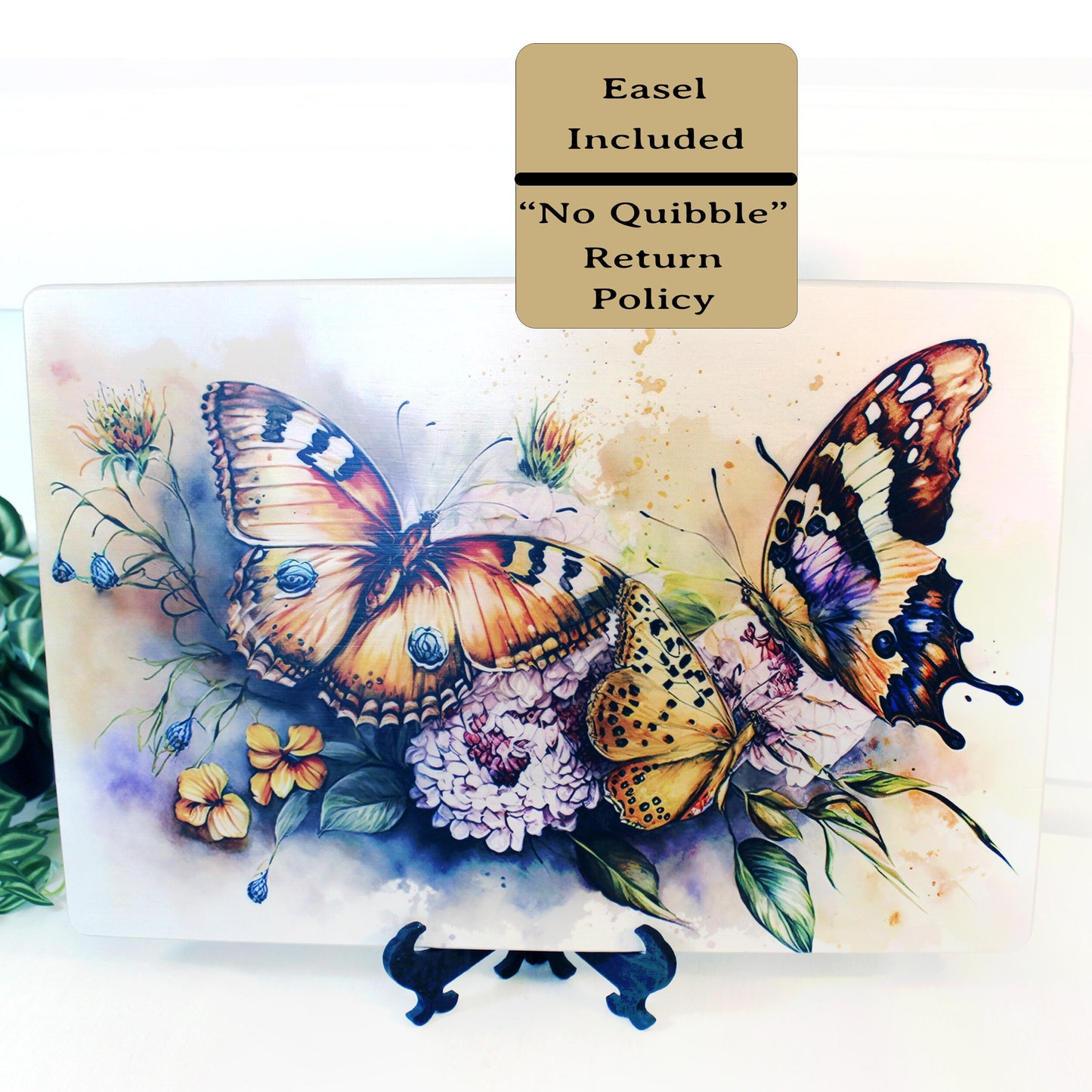 Colorful Butterflies with Spring Flowers Brighten up your Kitchen Decor, Environmentally Friendly Bamboo Cutting Board Decorated with UV Ink