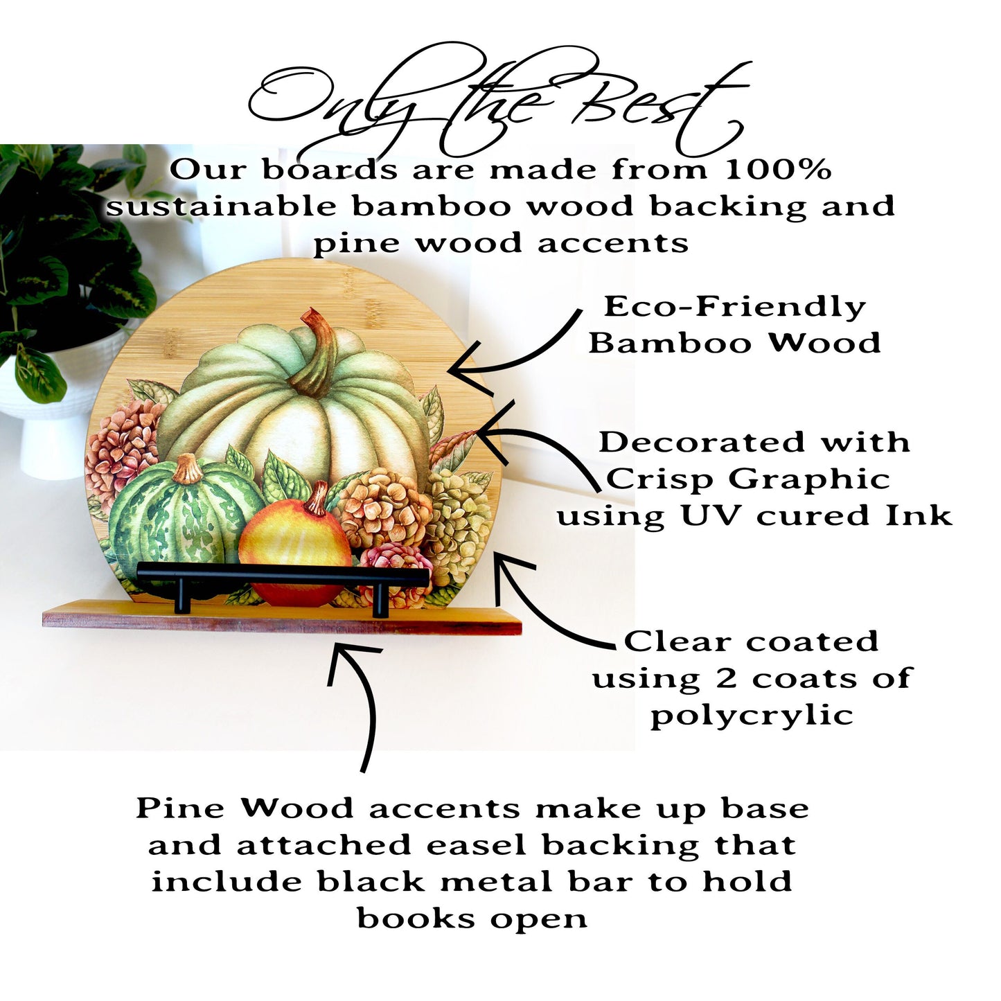 Personalized Decorative Cookbook Stand, Thanksgiving Fall Pumpkin Art Print, Recipe Book Holder, Kitchen Home Decor, Tablet Ipad Stand Gift