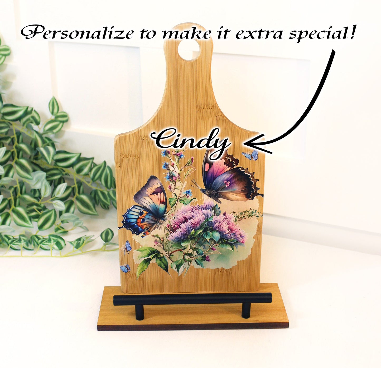 Personalized Decorative Cookbook Stand, Wooden Recipe Book Holder, Kitchen Home Decor, Tablet Ipad Stand, Butterfly Lover Housewarming Gift