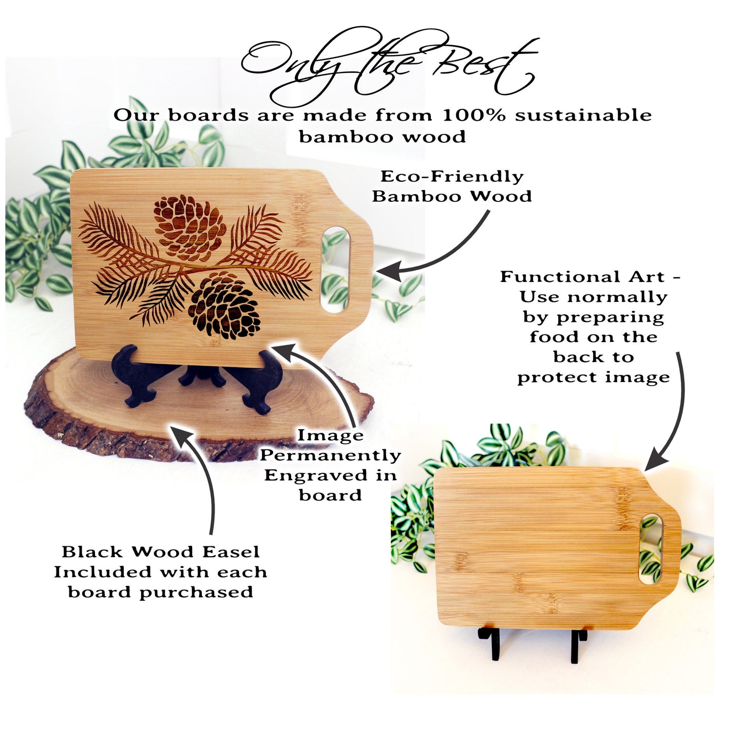 Pine Cone Home Decor, Engraved Bamboo Cutting Board, Cheese Cutting Board, Environmentally Friendly Gifts, Pinecone Home Decor