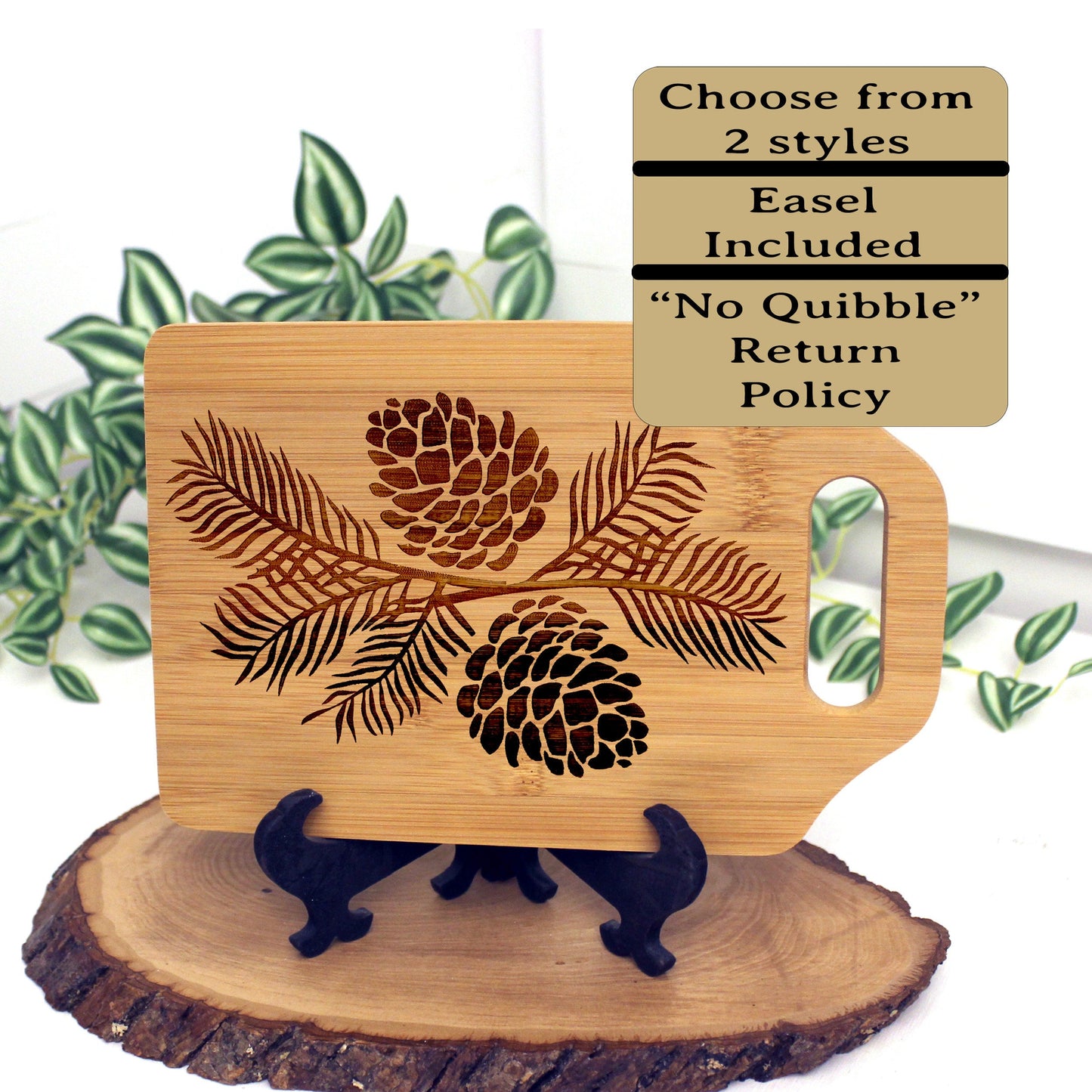 Pine Cone Home Decor, Engraved Bamboo Cutting Board, Cheese Cutting Board, Environmentally Friendly Gifts, Pinecone Home Decor