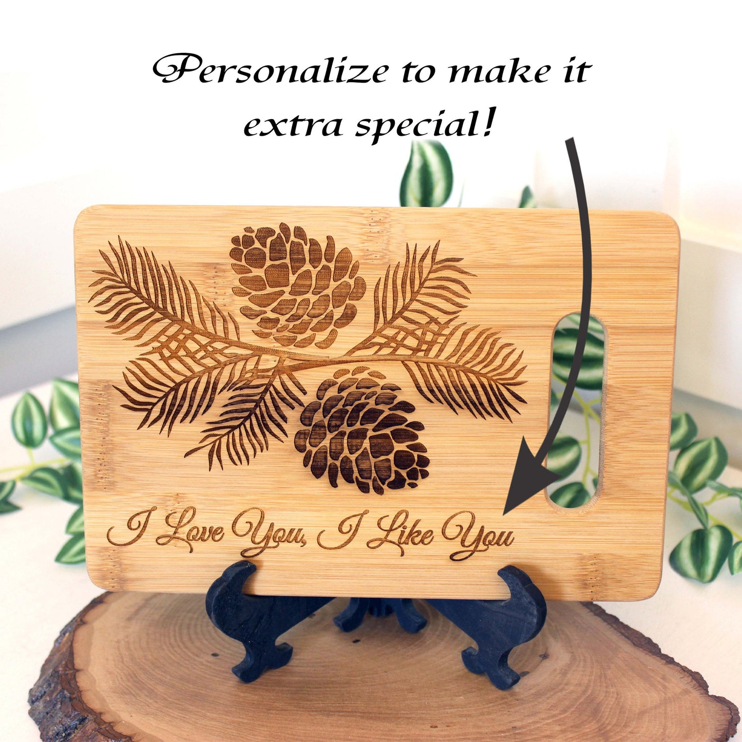 Pine Cone Home Decor, Engraved Bamboo Cutting Board, Cheese Cutting Board, Environmentally Friendly Gifts, Pinecone Home Decor