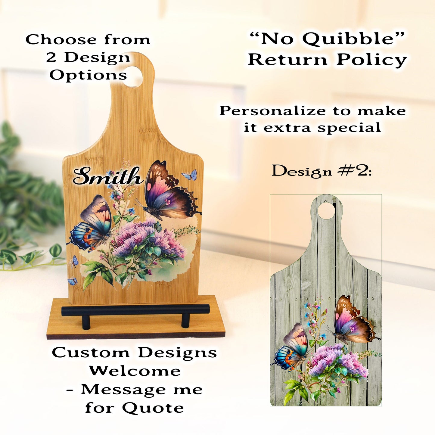 Personalized Decorative Cookbook Stand, Wooden Recipe Book Holder, Kitchen Home Decor, Tablet Ipad Stand, Butterfly Lover Housewarming Gift