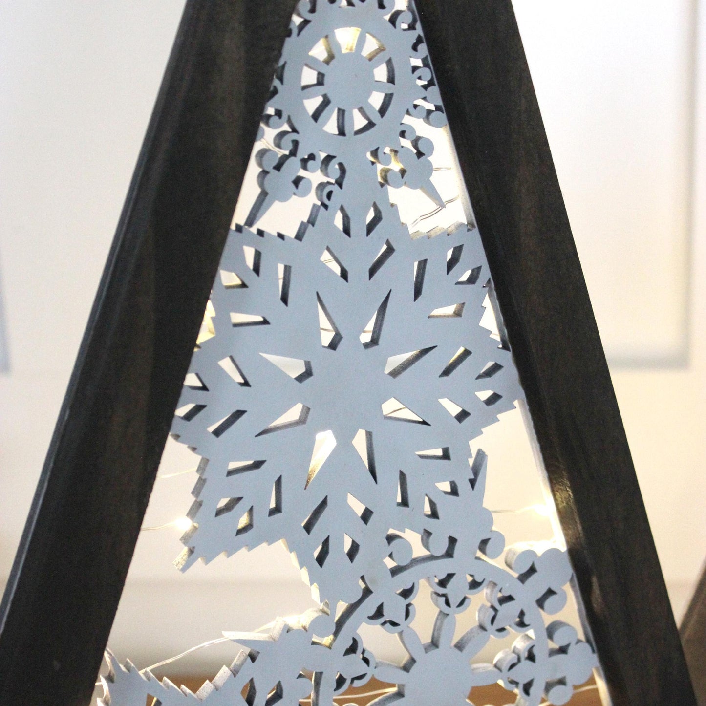 Modern Wooden Farmhouse Lighted Christmas Tree, Rustic Holiday Fireplace Mantel Decoration, Minimal Table top Centerpiece Decor, Shelf Decor