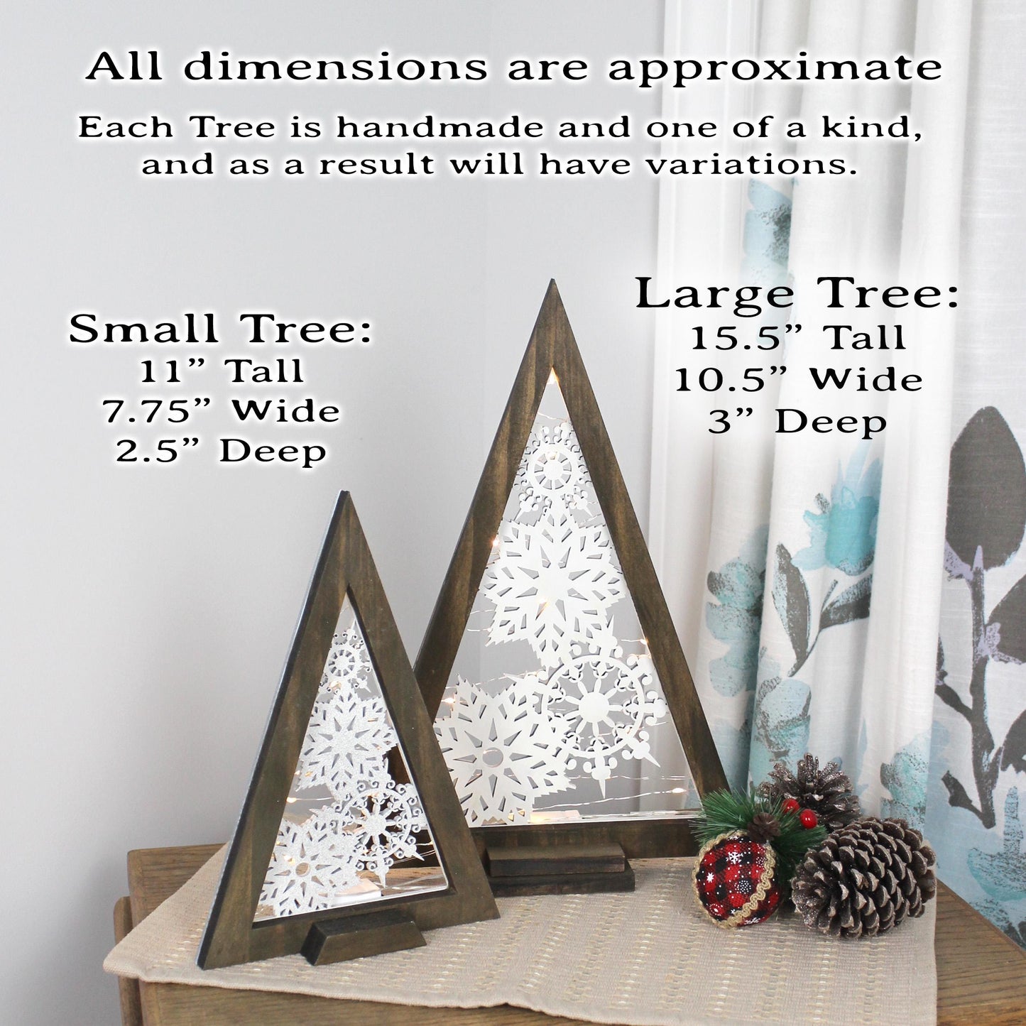 Modern Wooden Farmhouse Lighted Christmas Tree, Rustic Holiday Fireplace Mantel Decoration, Minimal Table top Centerpiece Decor, Shelf Decor