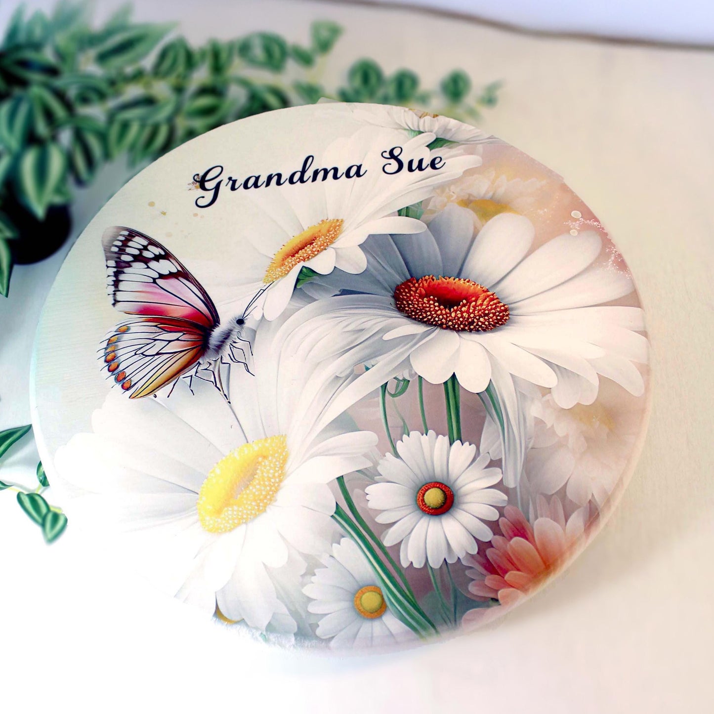 Daisies And Butterflies Lazy Susan, Custom Personalized Kitchen & Bath Organizer, Dining Table Centerpiece, Housewarming Gift, Size Varies