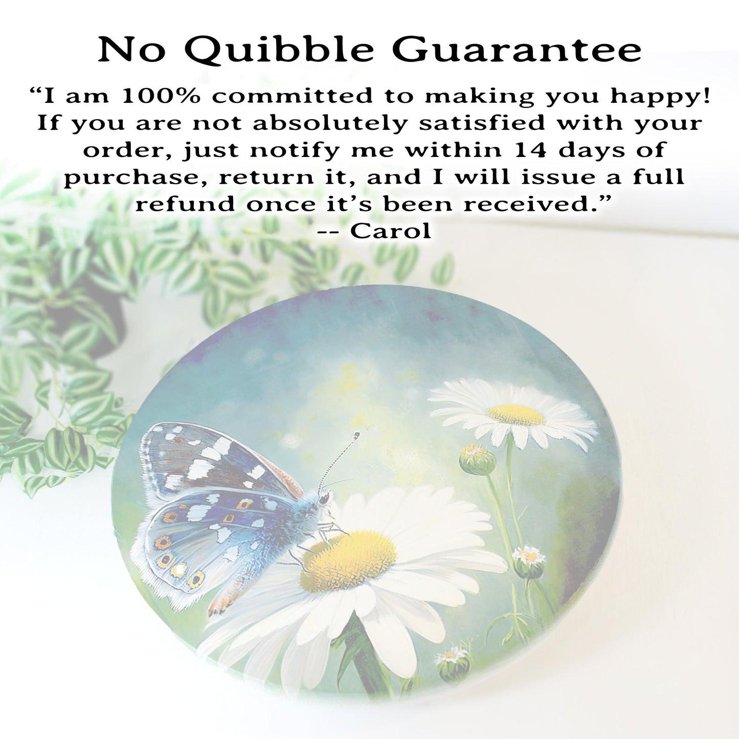 Daisy and Butterfly Custom Lazy Susan Turntable, Personalized Kitchen and Bath Organizer, Dining Table Centerpiece, Unique Gift, Sizes Vary