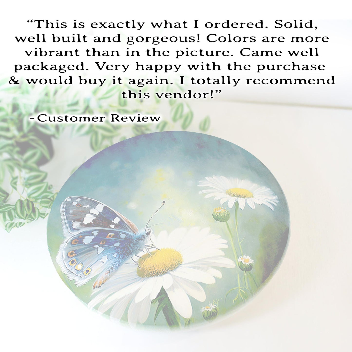 Daisy and Butterfly Custom Lazy Susan Turntable, Personalized Kitchen and Bath Organizer, Dining Table Centerpiece, Unique Gift, Sizes Vary