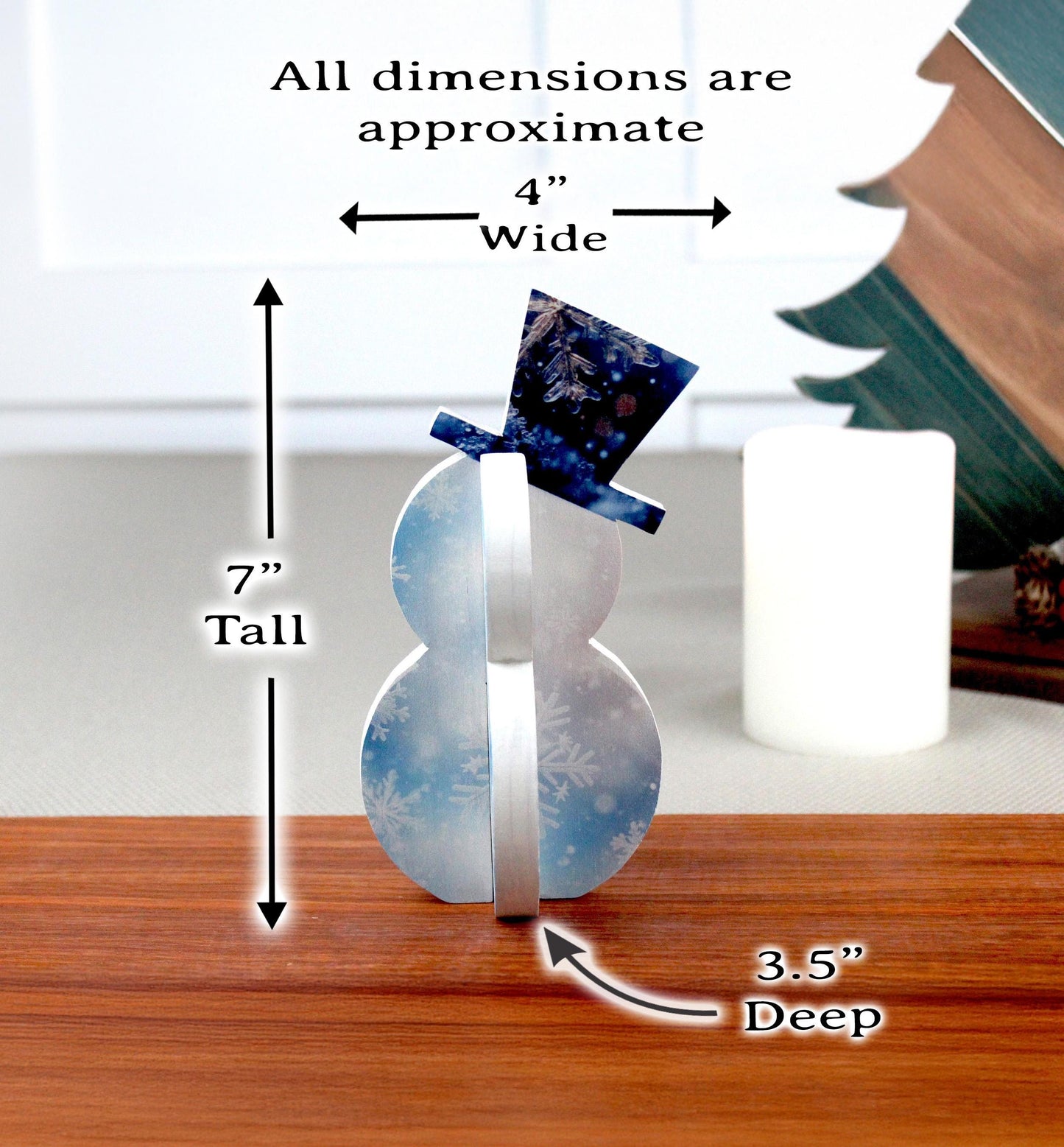 Rustic Snowman Shelf Sitter – Pine Wood Christmas Decor, Chubby Snowman for Holiday Mantels & Farmhouse Shelves