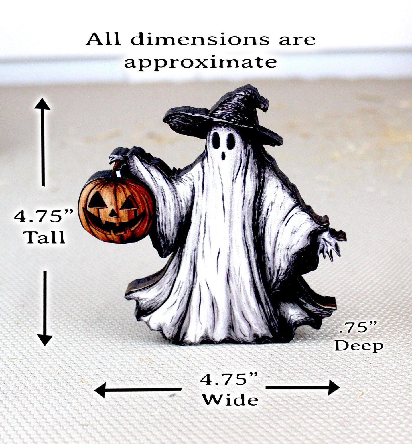 Halloween Ghost Shelf Sitter – Rustic Décor, Good for Tiered Trays, Mantels & Shelves, Perfect For Halloween Nights and Soft Autumn Breezes