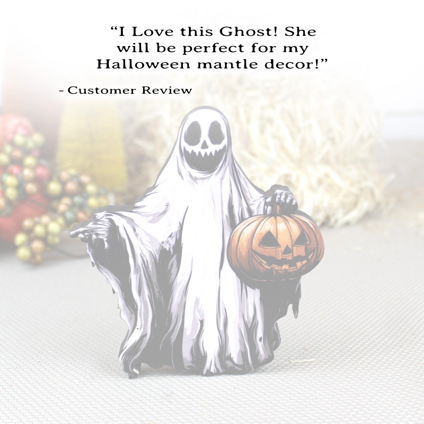 Personalized Ghost Shelf Sitter – Halloween Pumpkin Spirit with Name – Spooky Cute Custom Fall Decor, Memories of Pillowcases Full of Candy