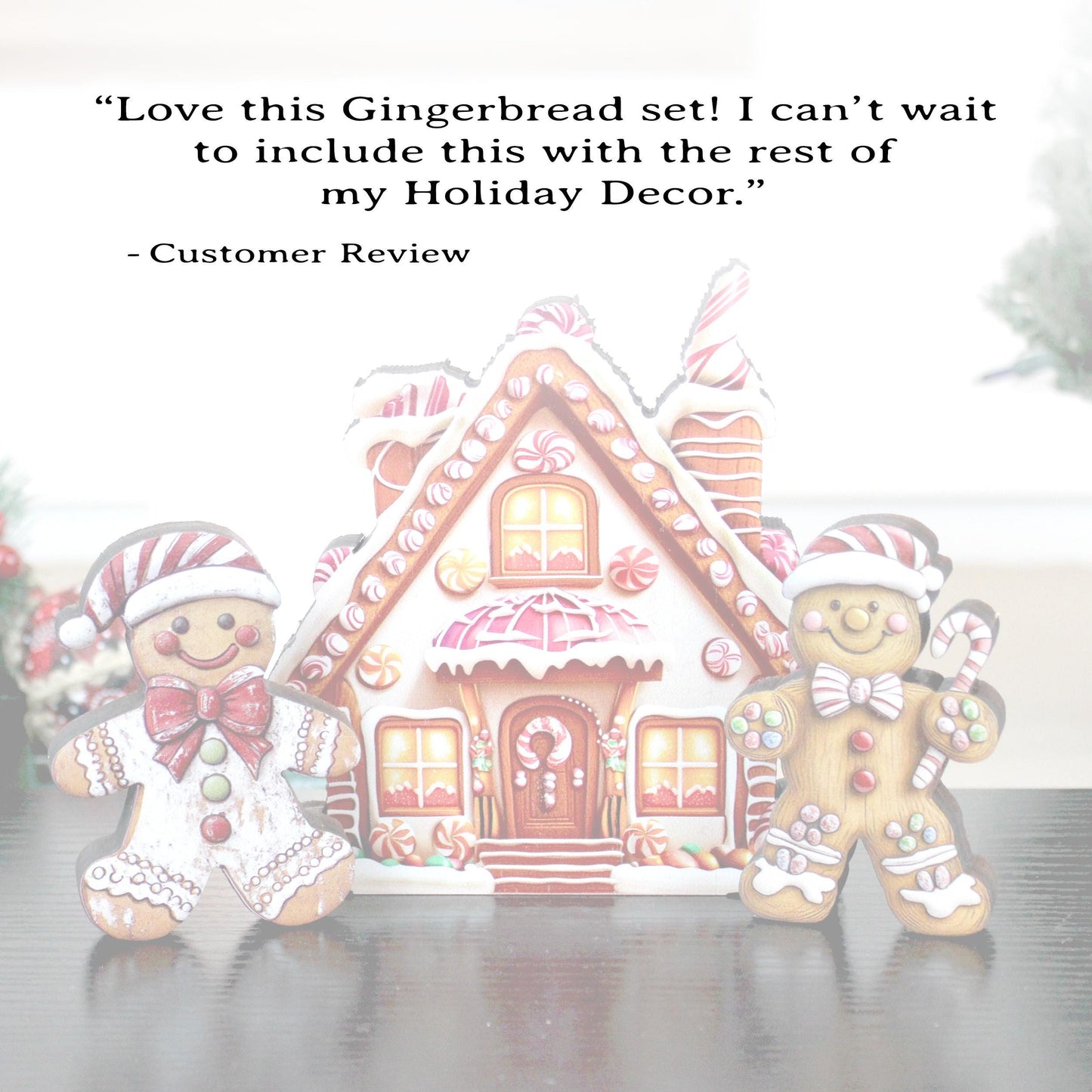 Gingerbread House and Gingerbread Men Shelf Sitters. For Tiered Trays, Mantles & Holiday Shelves, a scene from the Christmases you remember