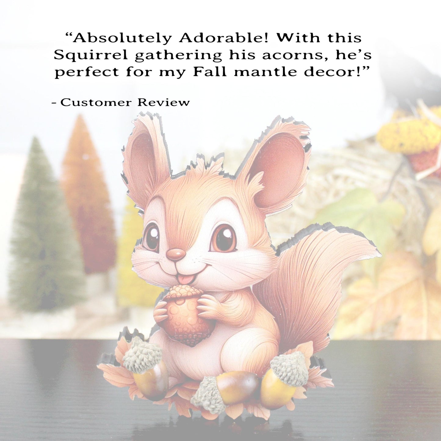 Fall Squirrel Shelf Sitter – “Autumn Joy” Personalized Woodland Critter Gift, Kids Room or Nursery Decor, Made from Solid Poplar Wood