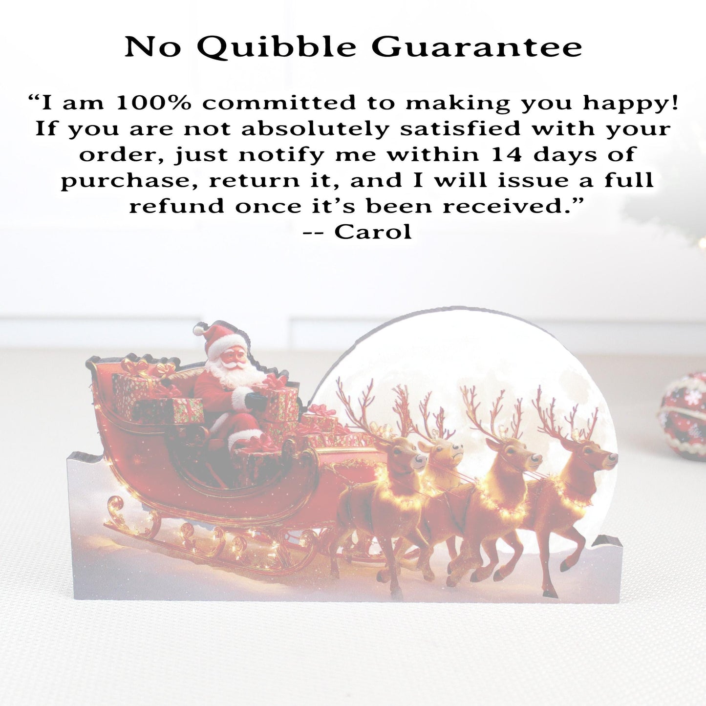 Santa Sleigh Shelf Sitter – Personalized Christmas Mantel Decor, Reindeer & Moonlit Scene. this sleigh scene brings instant Christmas wonder