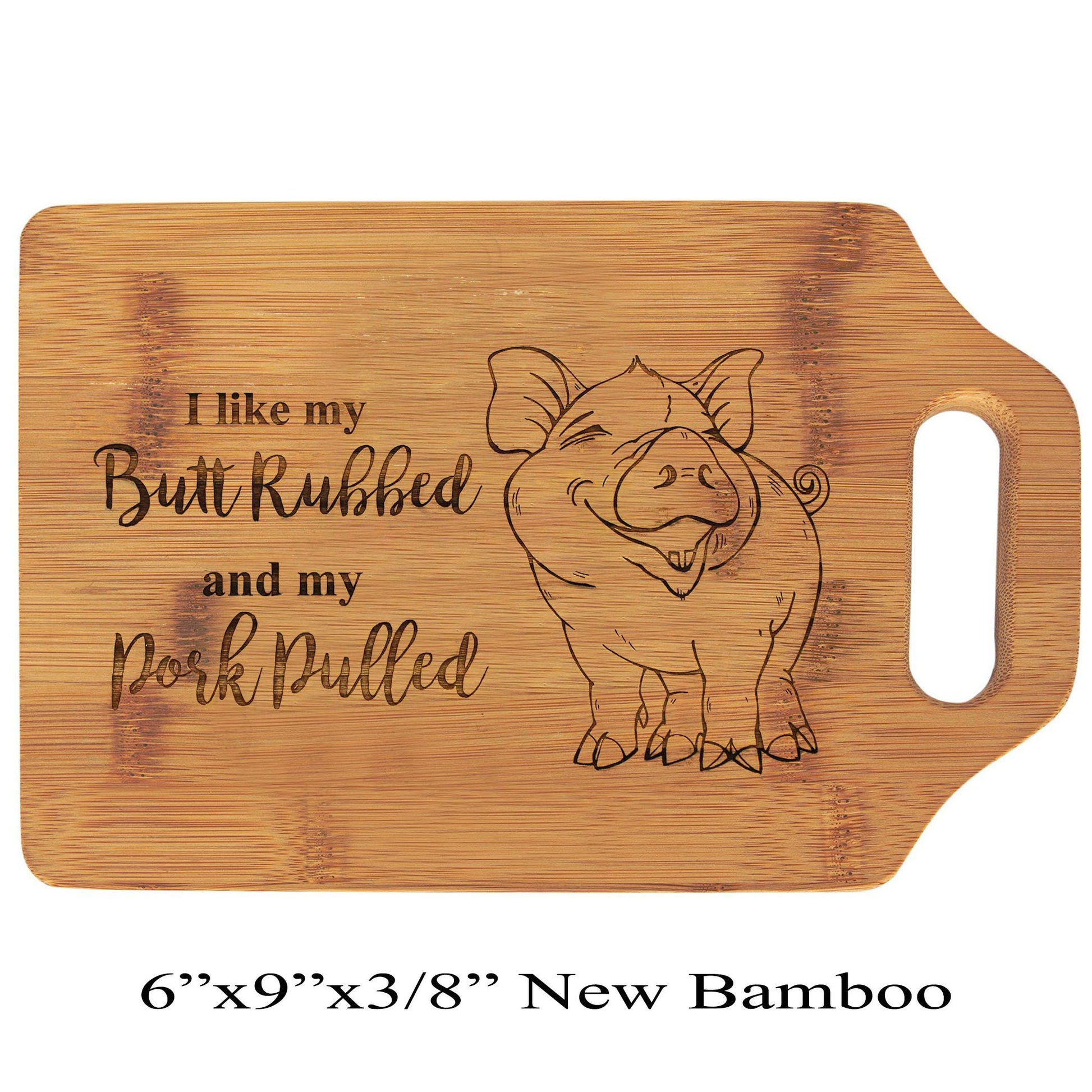Funny BBQ Pig Lover Bamboo Cutting Board – 9"x6" – Personalized Kitchen Gift