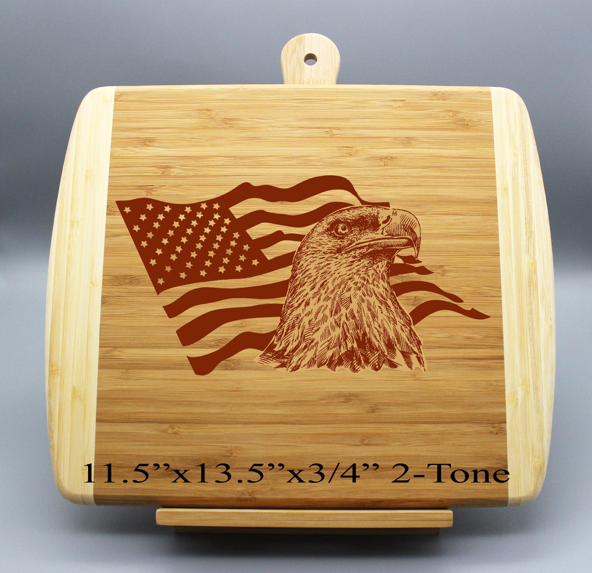 Patriotic Home Decor - Bamboo Cutting Board - Wooden Cutting Board that makes great Environmentally Friendly Gifts, Wooden Easel Included