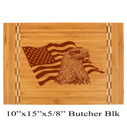 Patriotic Home Decor - Bamboo Cutting Board - Wooden Cutting Board that makes great Environmentally Friendly Gifts, Wooden Easel Included