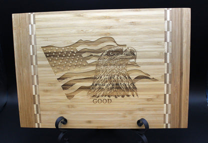 Patriotic Home Decor - Bamboo Cutting Board - Wooden Cutting Board that makes great Environmentally Friendly Gifts, Wooden Easel Included