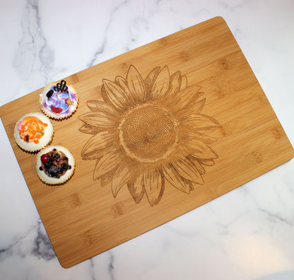 Sunflower Kitchen Decor, Large Personalized Bamboo Cutting Board for Mother's Day, Wood Cutting Board, great Environmentally Friendly Gifts