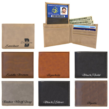 Men's Leather Bifold/Trifold Fishing Wallet. Perfect Fisherman's gift. Large Mouth Bass. Engraved Fishing Art. Engraved Mountain Fishing.