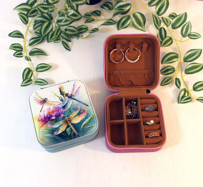 Beautiful Dragonfly Travel Jewelry Case, Custom Bridesmaid Wedding Gift, Perfect Birthday or Mother's Day Gift or Favors, Leatherette