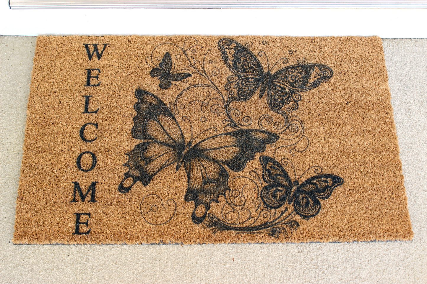 Butterfly Doormat, Natural Coir Door Mat 18" x 30", Welcome Door Mat, Perfect Housewarming Gift, New Home Gift or Mother's Day Gift