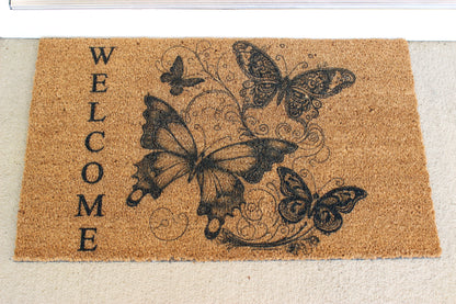 Butterfly Doormat, Natural Coir Door Mat 18" x 30", Welcome Door Mat, Perfect Housewarming Gift, New Home Gift or Mother's Day Gift