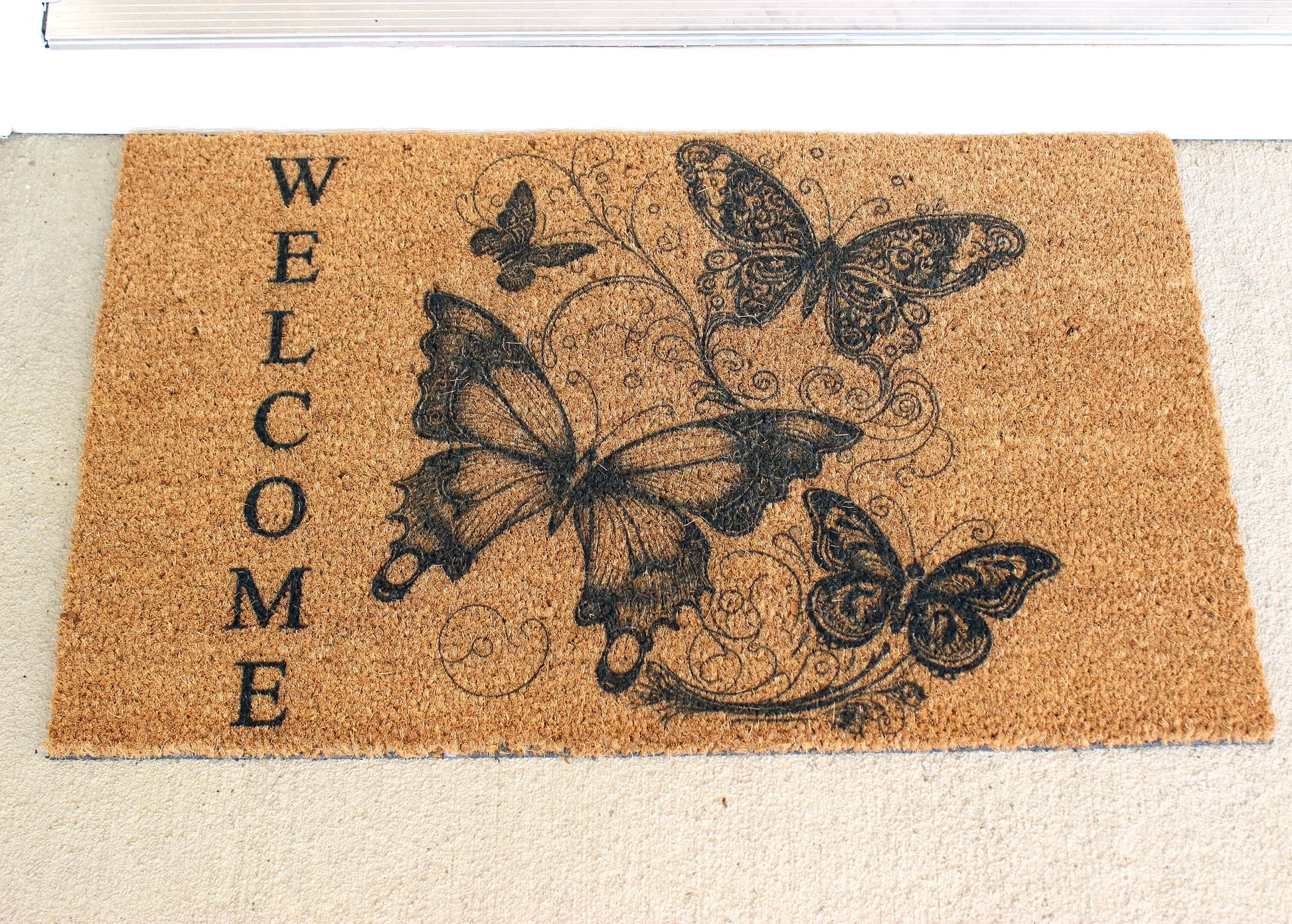 Butterfly Doormat, Natural Coir Door Mat 18" x 30", Welcome Door Mat, Perfect Housewarming Gift, New Home Gift or Mother's Day Gift