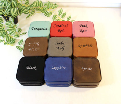Engraved Cardinals Travel Jewelry Case, Custom Bridesmaid Wedding Gift, Perfect Birthday or Mother's Day Gift or Favors, Leatherette