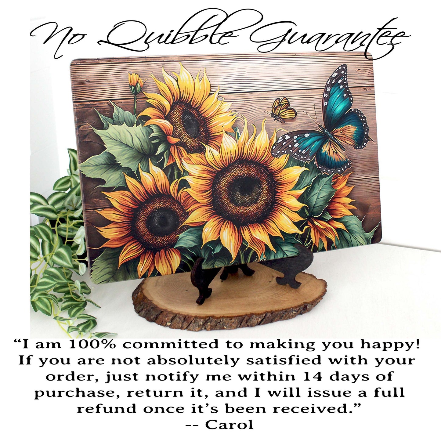 Personalized Farmhouse Cutting Board, Decorative Sunflower and Butterfly Lovers Gift, Custom Bamboo Cheese Board, Rustic Kitchen Decor