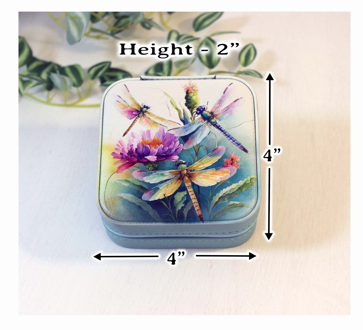 Beautiful Dragonfly Travel Jewelry Case, Custom Bridesmaid Wedding Gift, Perfect Birthday or Mother's Day Gift or Favors, Leatherette