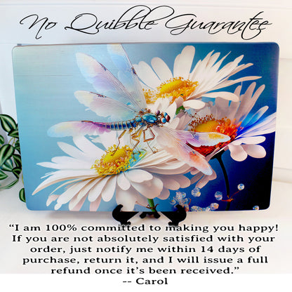 Dragonfly and Daisy Flowers Brighten up your Kitchen Decor, an Environmentally Friendly Bamboo Cutting Board Decorated with UV Ink