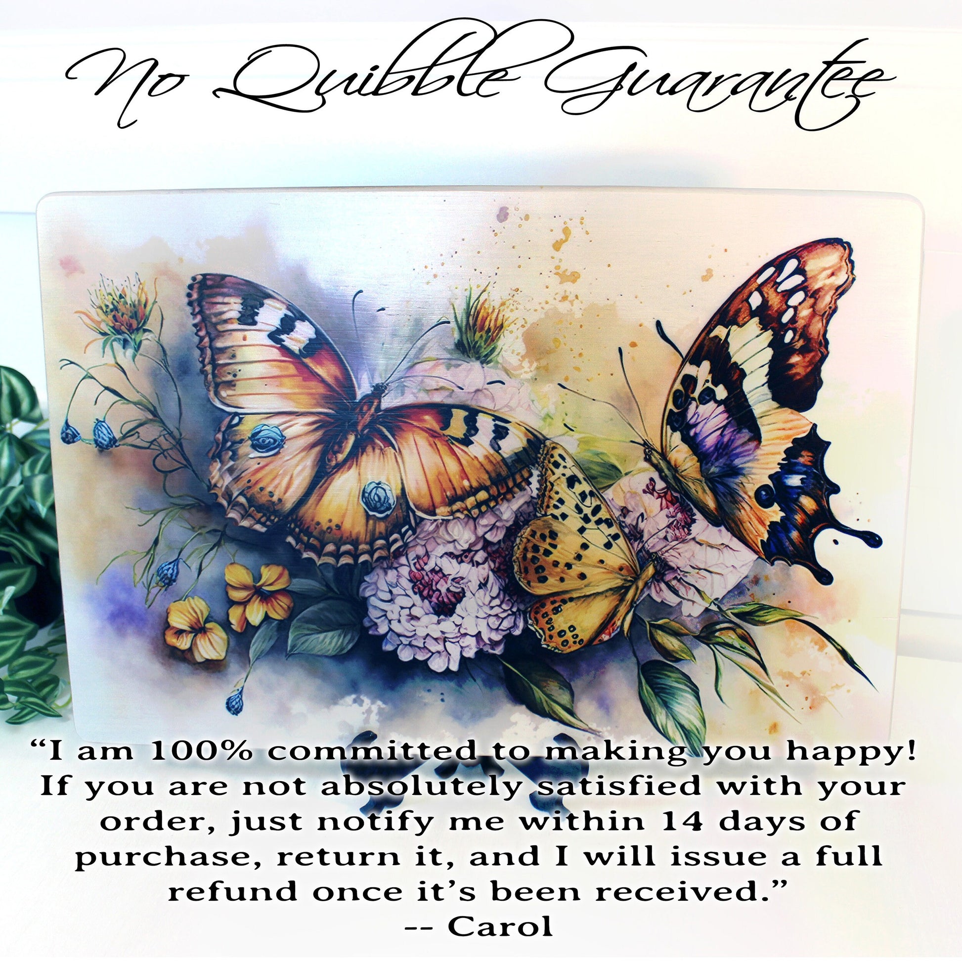 Colorful Butterflies with Spring Flowers Brighten up your Kitchen Decor, Environmentally Friendly Bamboo Cutting Board Decorated with UV Ink