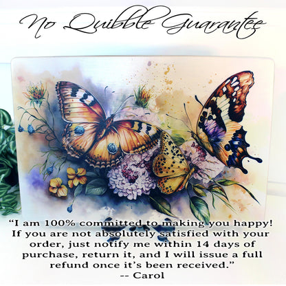 Colorful Butterflies with Spring Flowers Brighten up your Kitchen Decor, Environmentally Friendly Bamboo Cutting Board Decorated with UV Ink