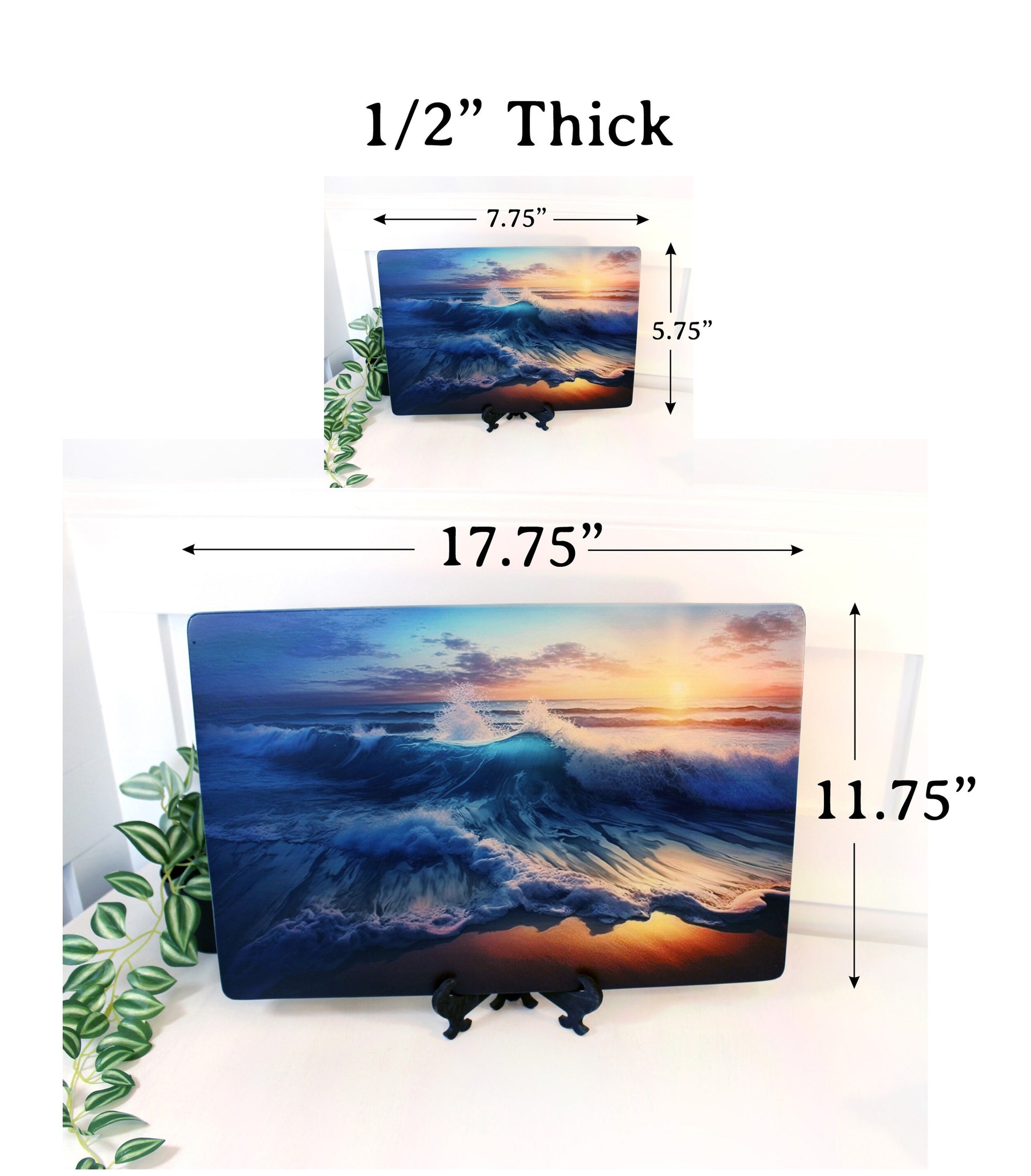 Sunset at the Beach Brighten up your Kitchen Decor with this Environmentally Friendly Bamboo Cutting Board Decorated with UV Ink