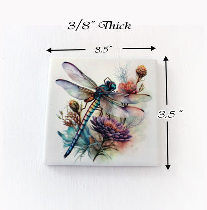 Custom Bamboo Coaster Set, Personalized Dragonfly Lover Gift, Rustic Decorative Wedding Favors, Sustainable and Environmentally Friendly