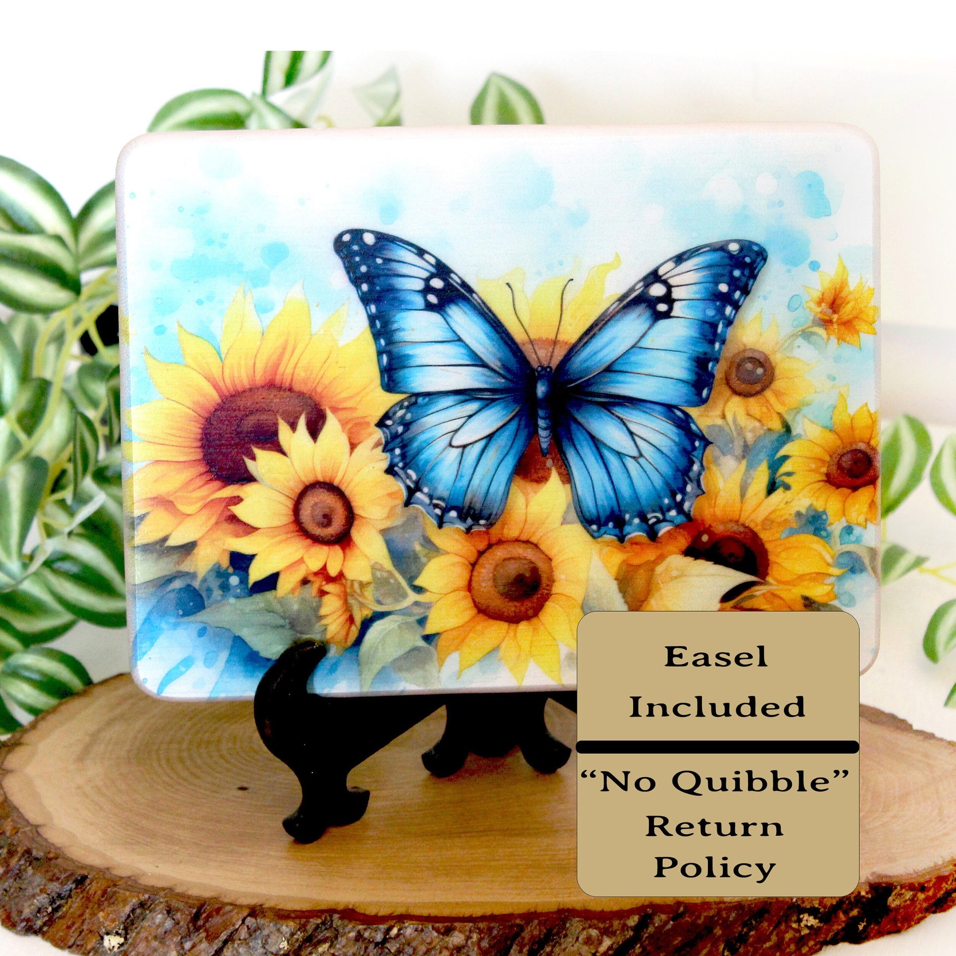 Sunflower Kitchen Decor, Sunflowers and Blue Butterfly Kitchen Decor, Environmentally Friendly Bamboo Cutting Board Decorated using UV Ink