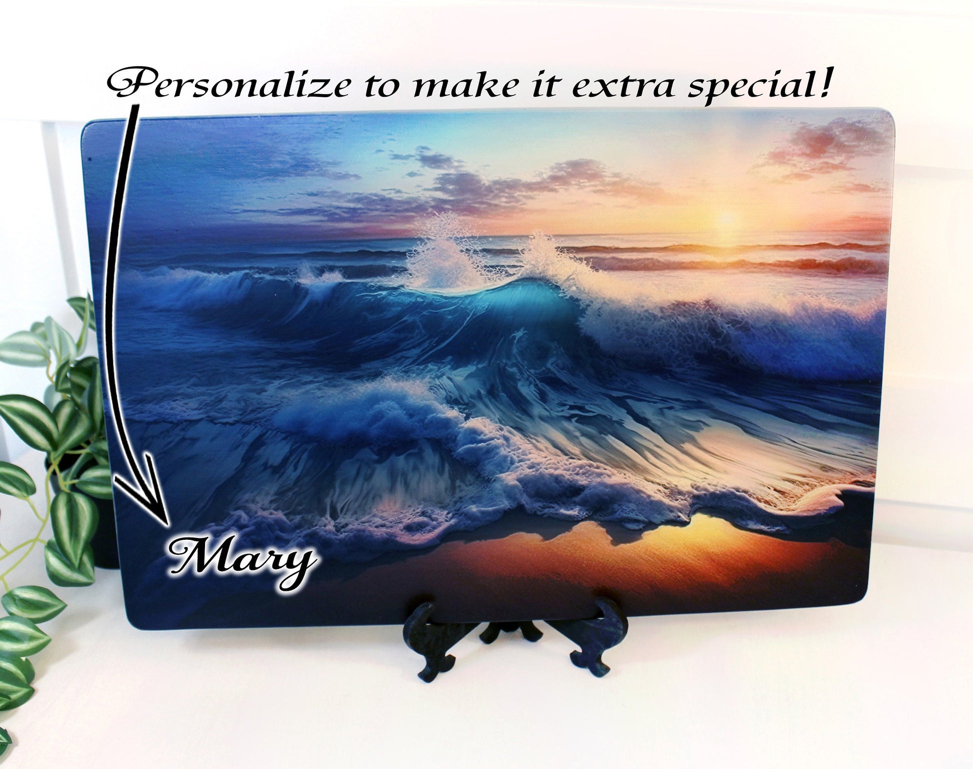 Sunset at the Beach Brighten up your Kitchen Decor with this Environmentally Friendly Bamboo Cutting Board Decorated with UV Ink