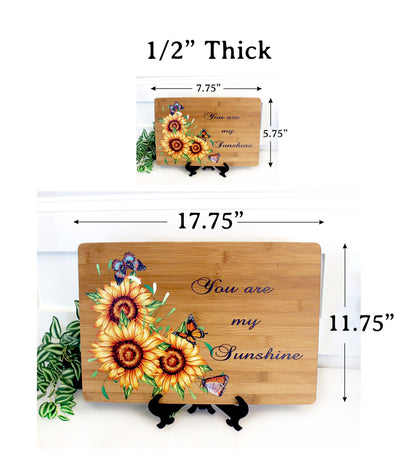 Sunflowers & Butterflies or Bees Kitchen Decor, Sunflower Cutting Board, Large Personalized Bamboo Cutting Board, Environmentally Friendly