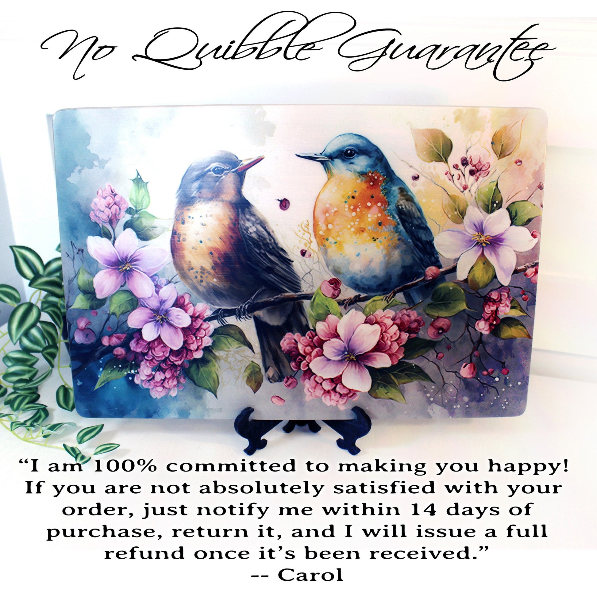 Birds with Spring Flowers Cutting Board will Brighten up your Kitchen Decor, Environmentally Friendly Cutting Board UV Ink Watercolor Design