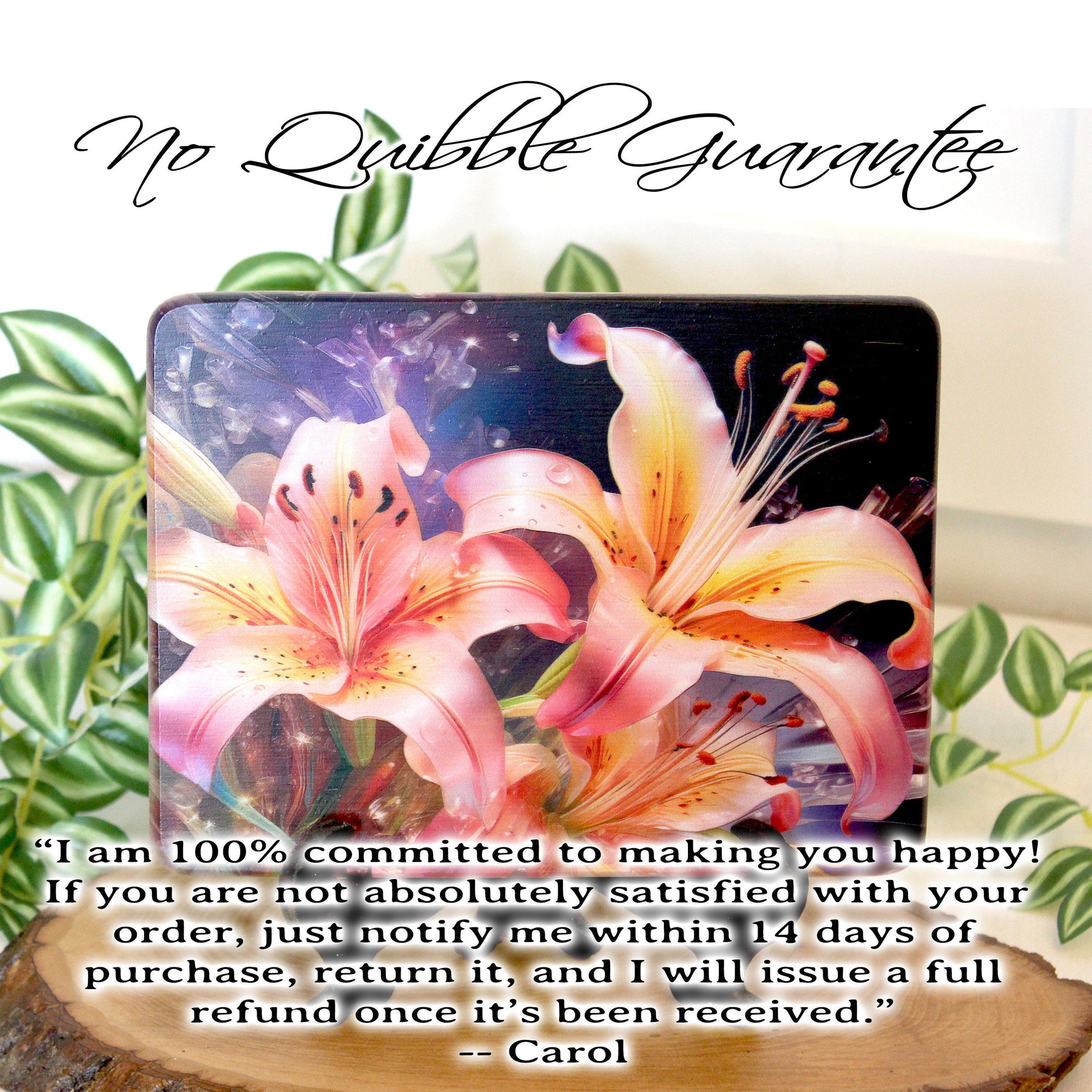 Pink and Yellow Lilies Kitchen Decor, Environmentally Friendly Bamboo Cutting Board Decorated with UV Ink, Unique Lily Floral Design