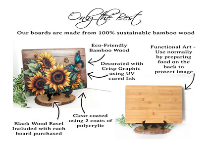 Sunflower and Butterfly Cutting Board – Bamboo – Two Sizes