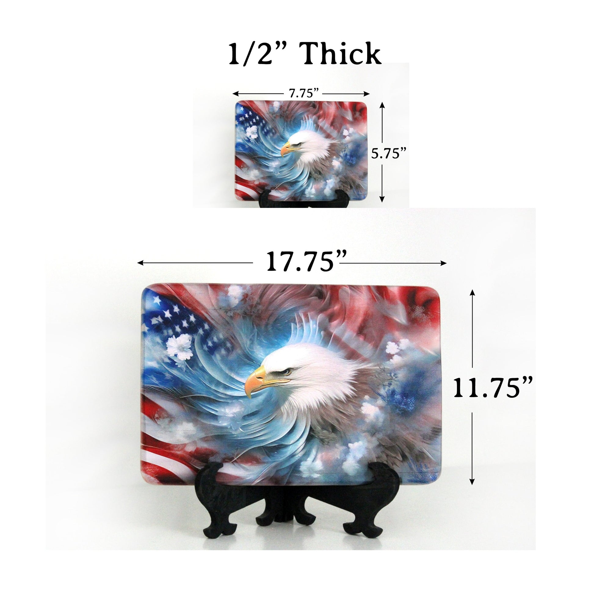 Patriotic Bald Eagle Cutting Board, Eagle with American Flag Design, Patriotic Kitchen Decor, Environmentally Friendly Cutting Board UV Ink