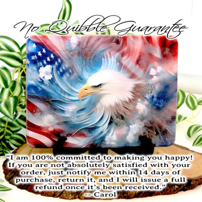 Patriotic Bald Eagle Cutting Board, Eagle with American Flag Design, Patriotic Kitchen Decor, Environmentally Friendly Cutting Board UV Ink