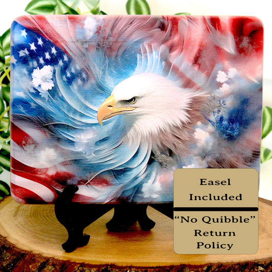 Patriotic Bald Eagle Cutting Board, Eagle with American Flag Design, Patriotic Kitchen Decor, Environmentally Friendly Cutting Board UV Ink