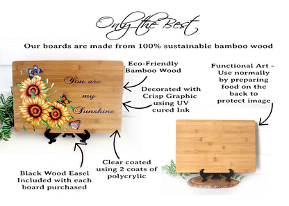 Sunflowers & Butterflies or Bees Kitchen Decor, Sunflower Cutting Board, Large Personalized Bamboo Cutting Board, Environmentally Friendly