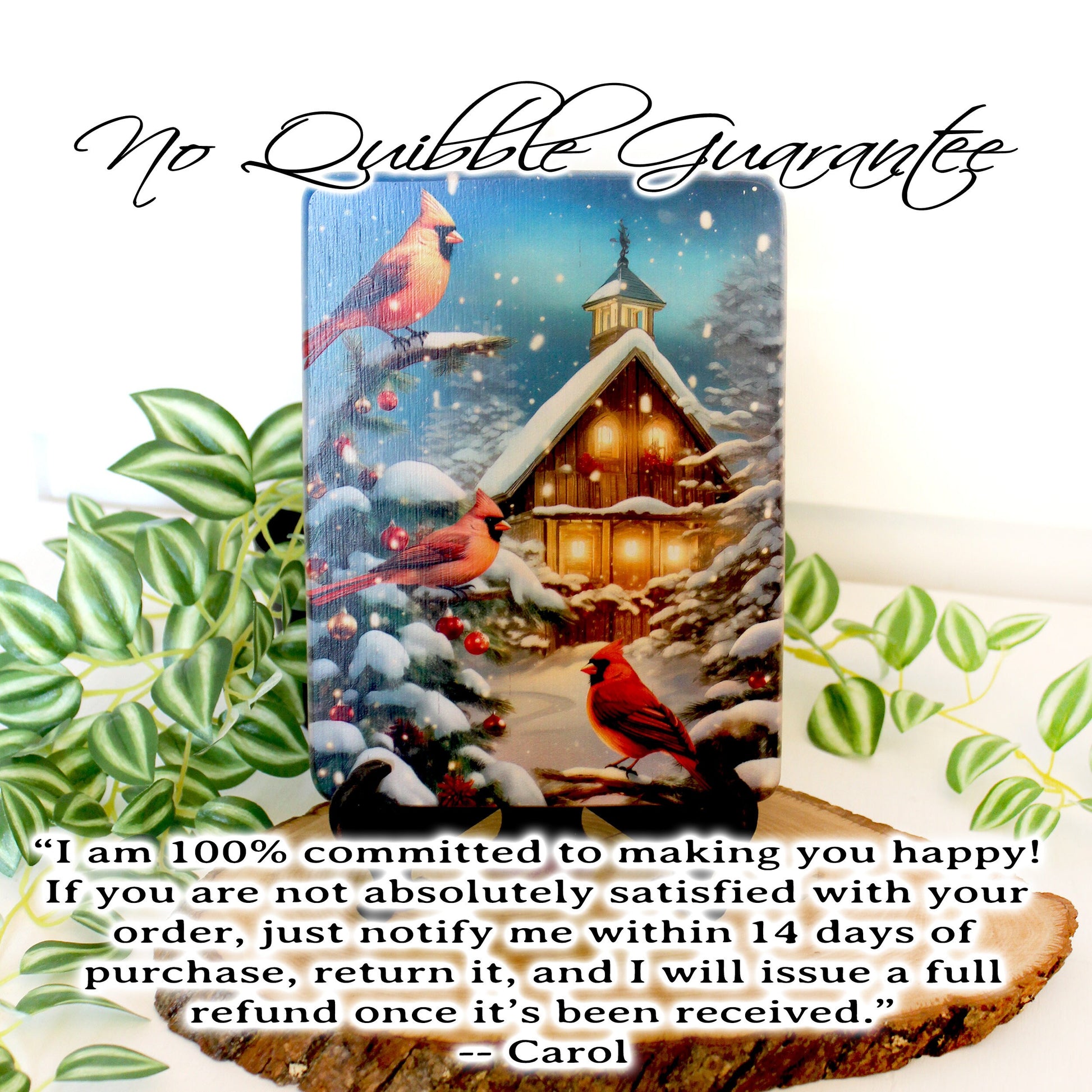 Christmas Cardinals Cutting Board, Christmas Cardinals Kitchen Decor, Environmentally Friendly Bamboo Cutting Board decorated using UV Ink